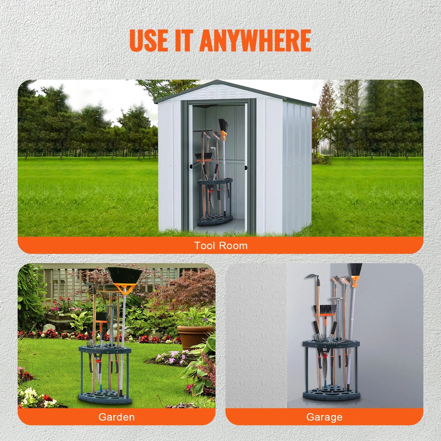 VEVOR 19 Slots Garden Tool Organizer Outdoor