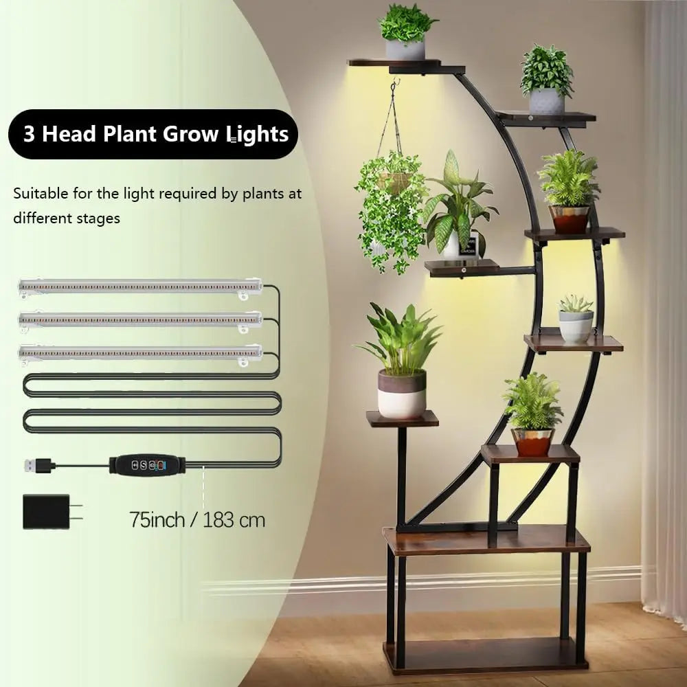 Black Plant Stand with Grow Light