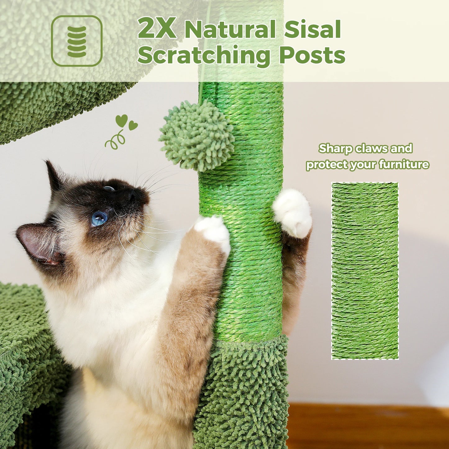 Cactus Cat Tree with Large Condo,