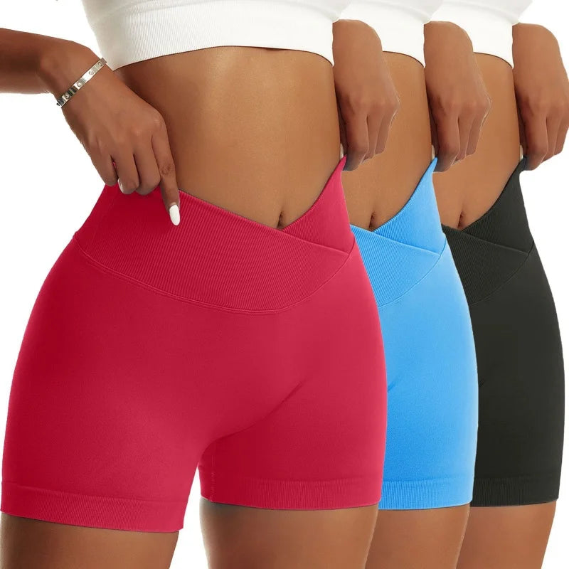3 Pieces Women Hip Sports Pants High Elastic Breathable Running Biker High Waist