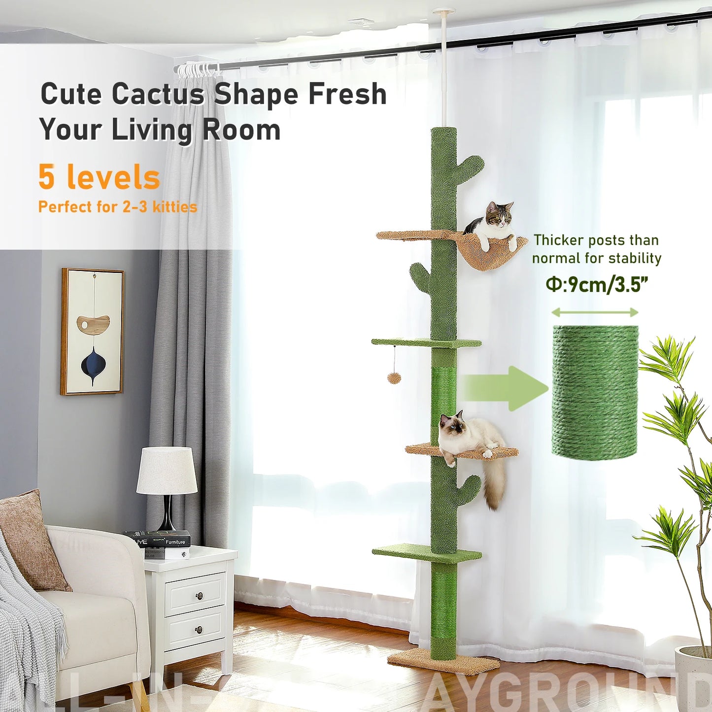 Cat Tree 5-Tier Floor to Ceiling