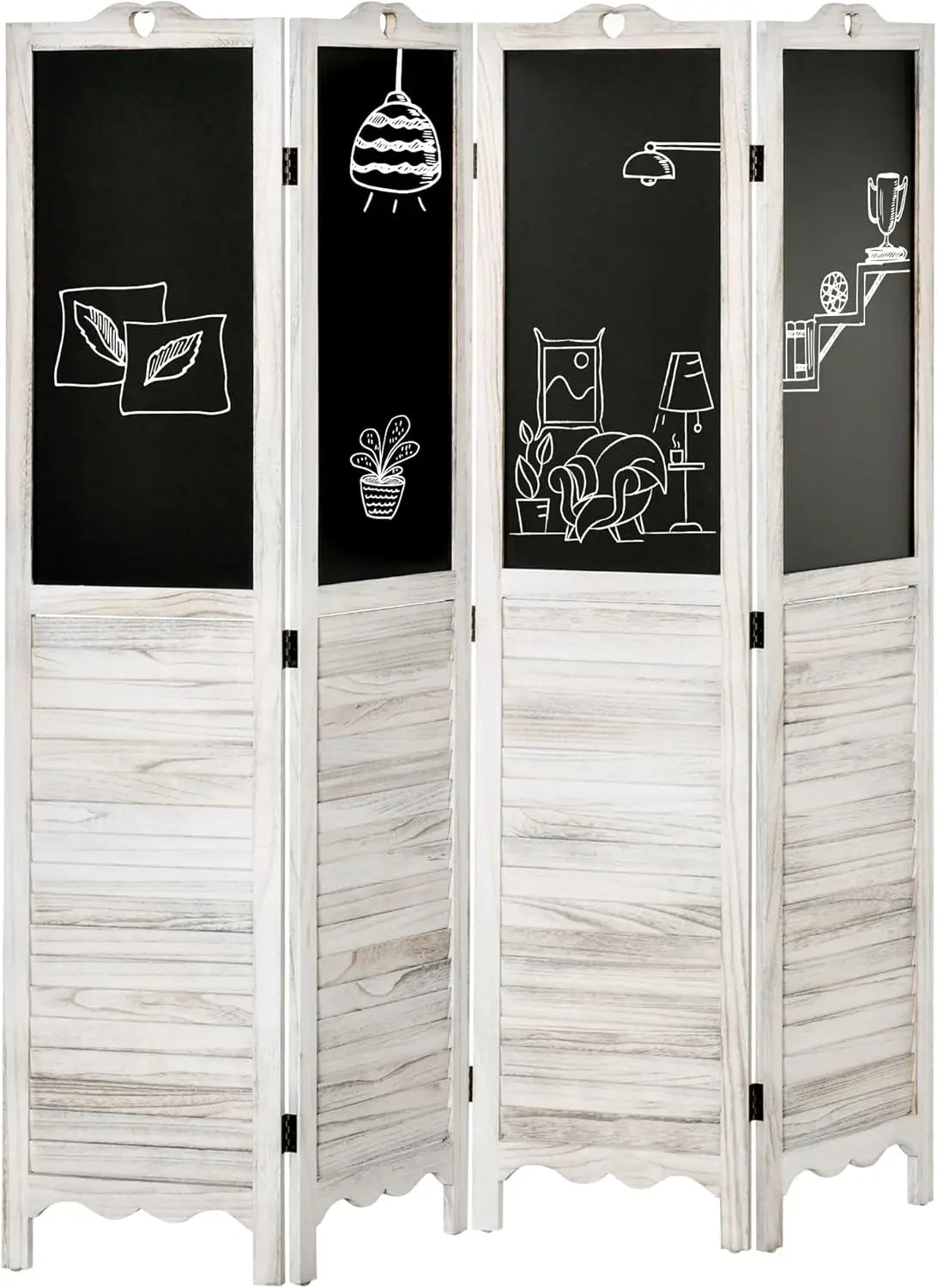 4-Panel Folding Room Divider with Blackboard, 5.5 Ft Tall