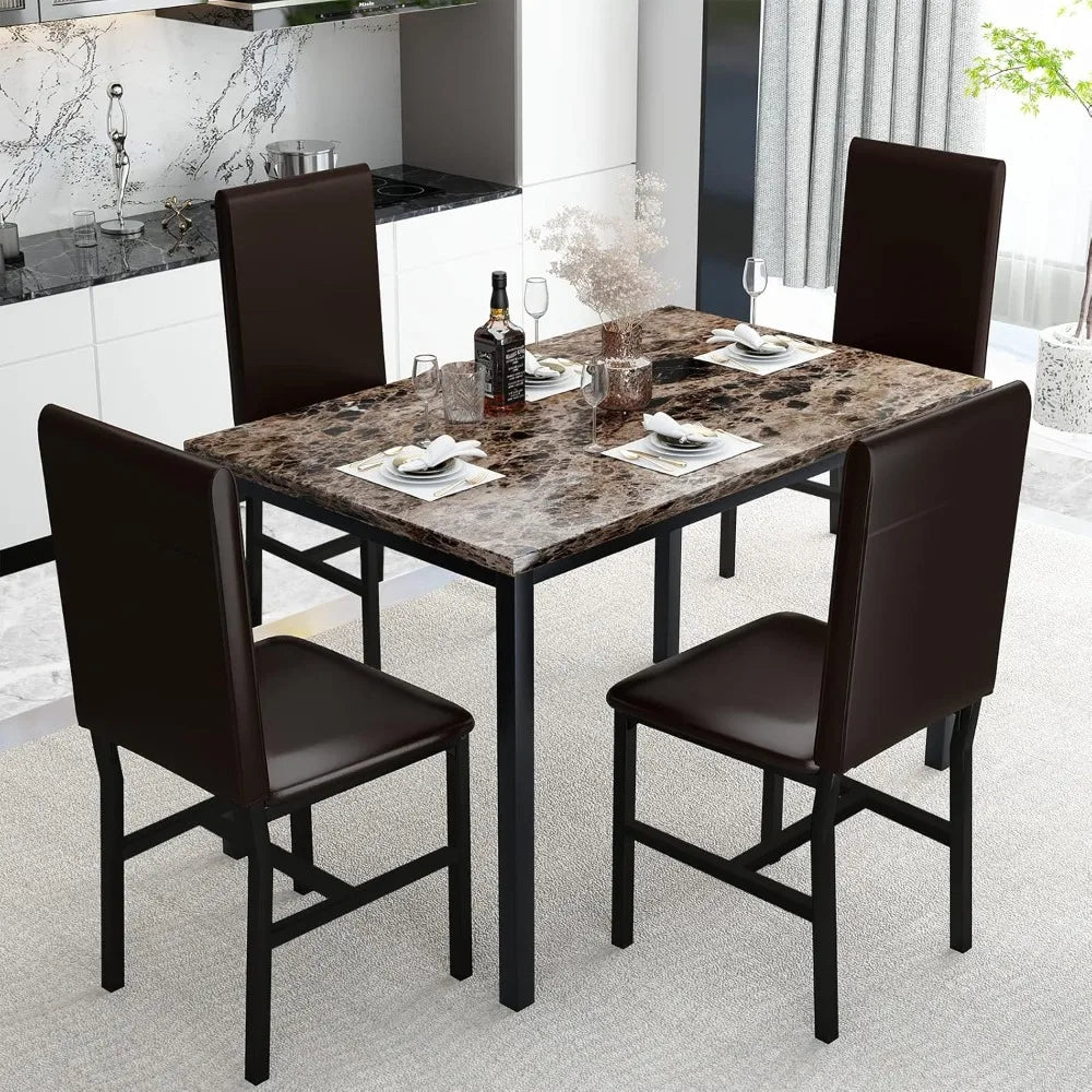 Dining Table, Faux Marble Table, Inc. 4 chairs