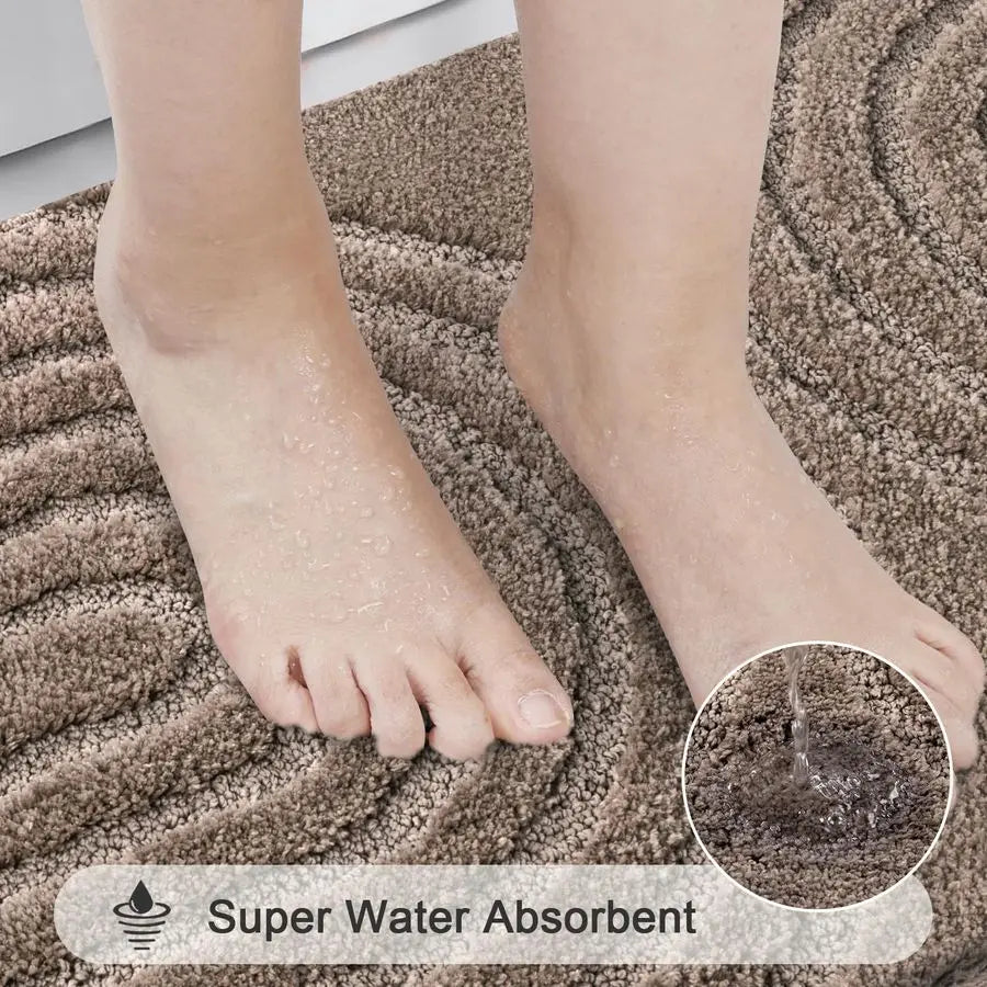 Bathroom Rugs Set 5 Piece, Plush Absorbent Bath Mats for Bathroom, Non Slip Machine Washable Bath Mat Set with Toilet Cover