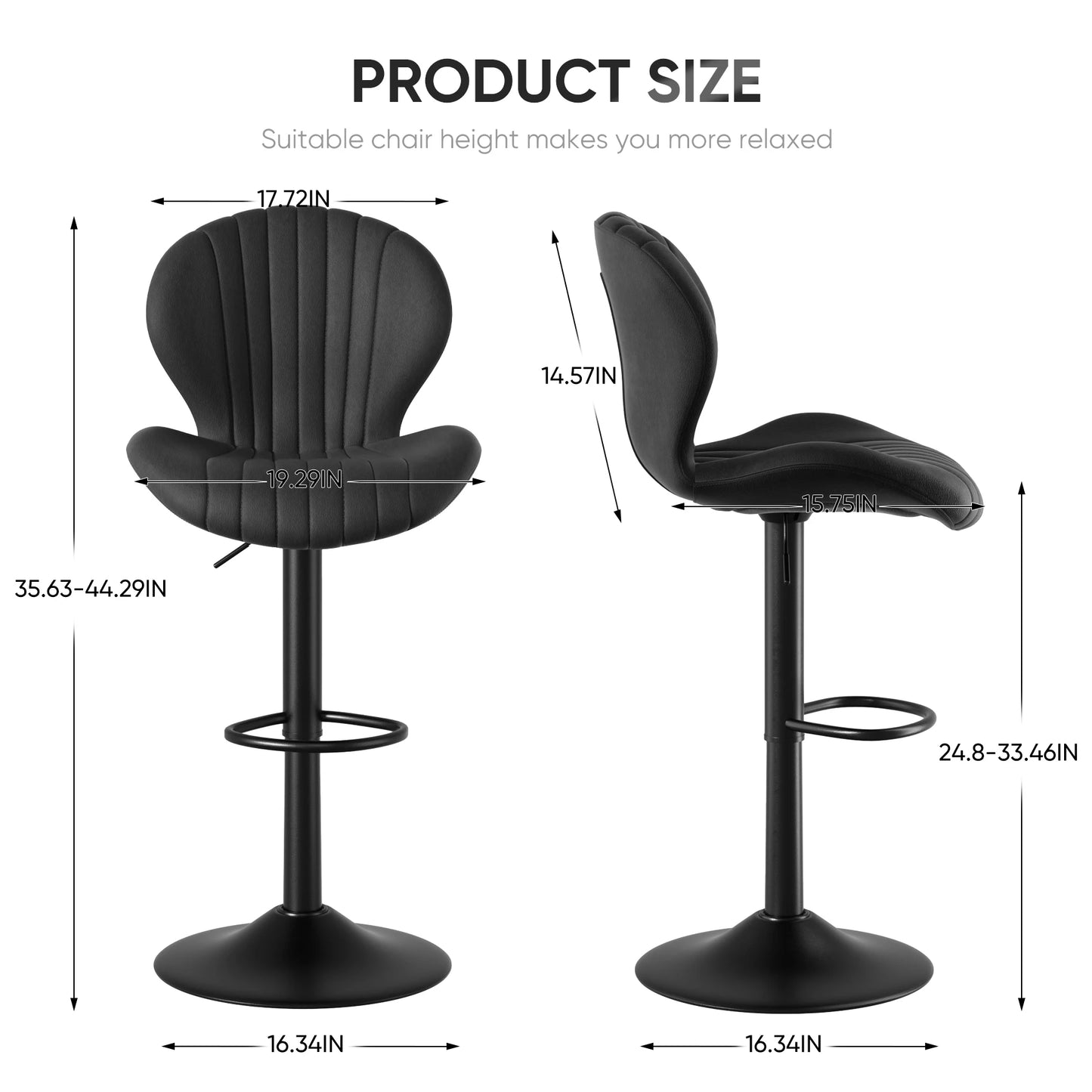 2 Pcs Set Backrest Bar Stools Luxury