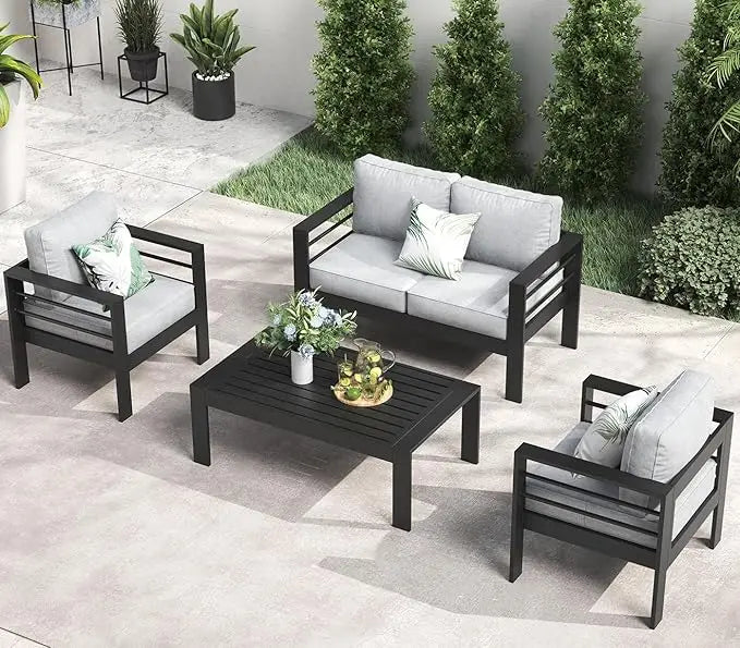 Aluminum Furniture with Fire Pit Table,