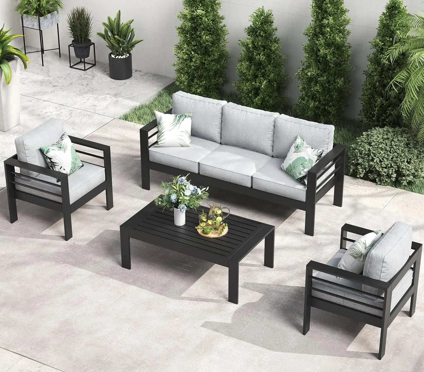 Aluminum Furniture with Fire Pit Table,