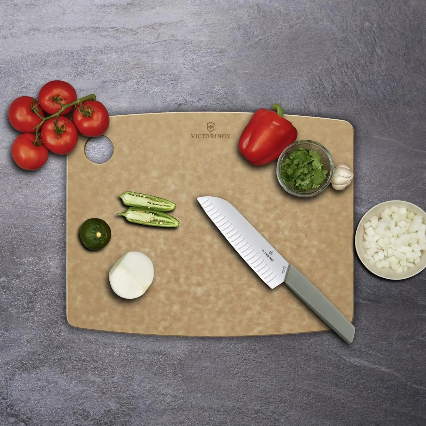 VICTORINOX Kitchen Series Durable Cutting Board, Small, Brown, Stylish and Sustainable Wood Fiber Material, Dishwasher Safe, Hea