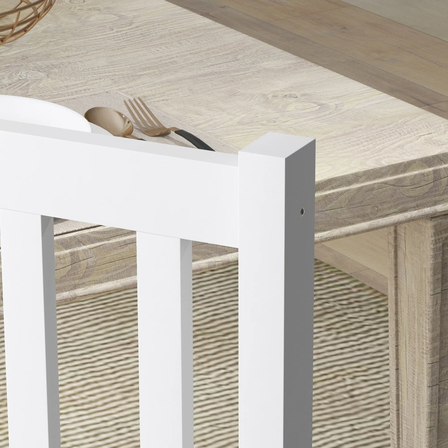 Farmhouse Dining Chairs Set of 4 with Slat Back, Pine Wood Frame