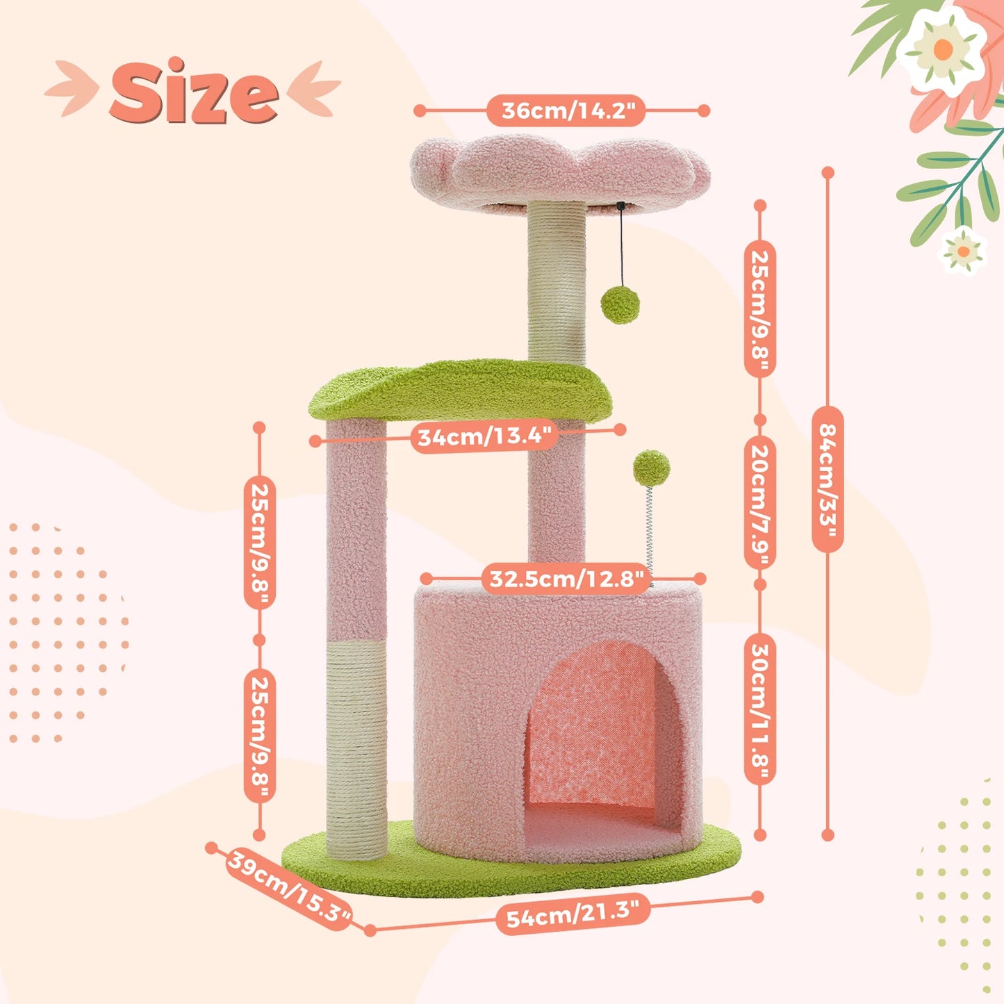 Flower Cat Tree for Indoor Cats,