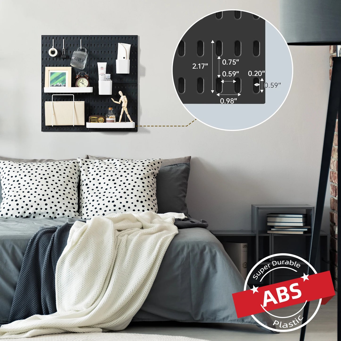 4pcs 22" x 22" Black Pegboard -Wall Organizer Kit,