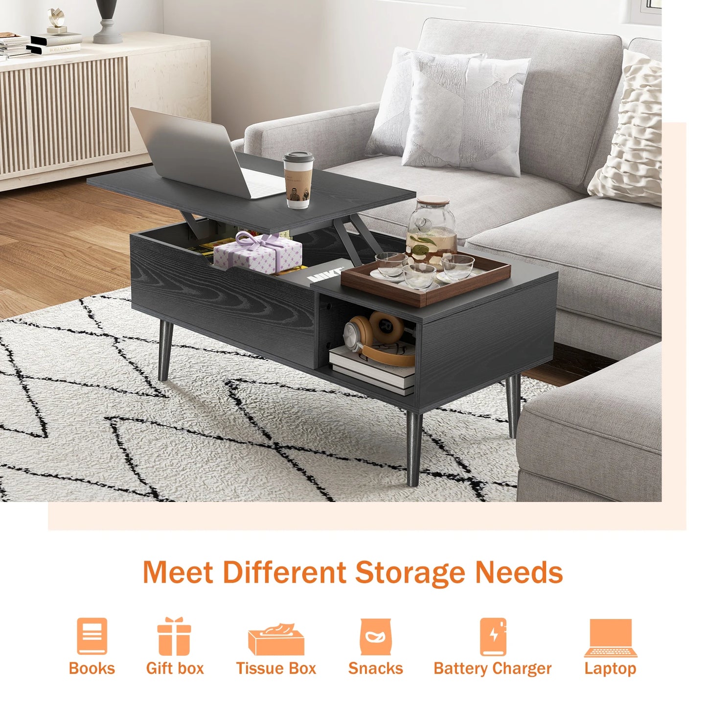 Lift Top Coffee Tables  Shelf Easy Lift Or Lower