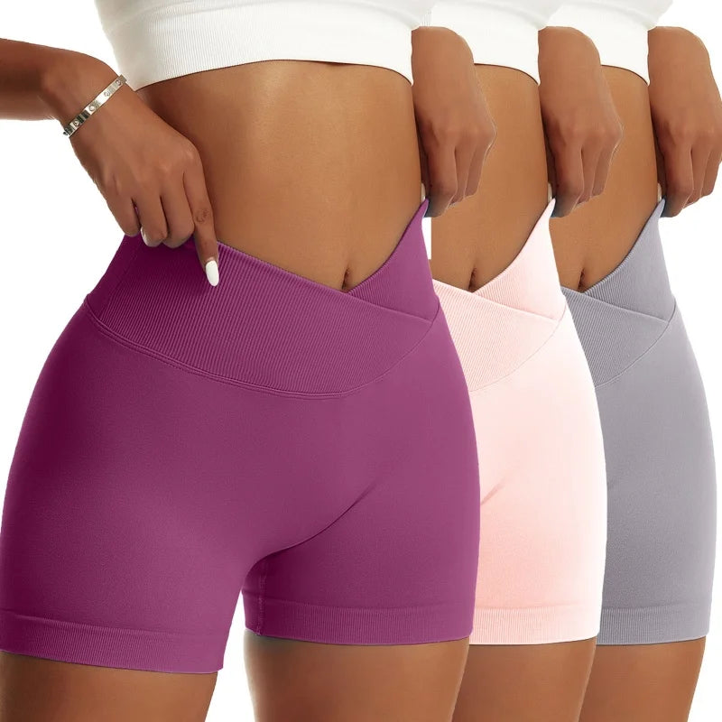 3 Pieces Women Hip Sports Pants High Elastic Breathable Running Biker High Waist