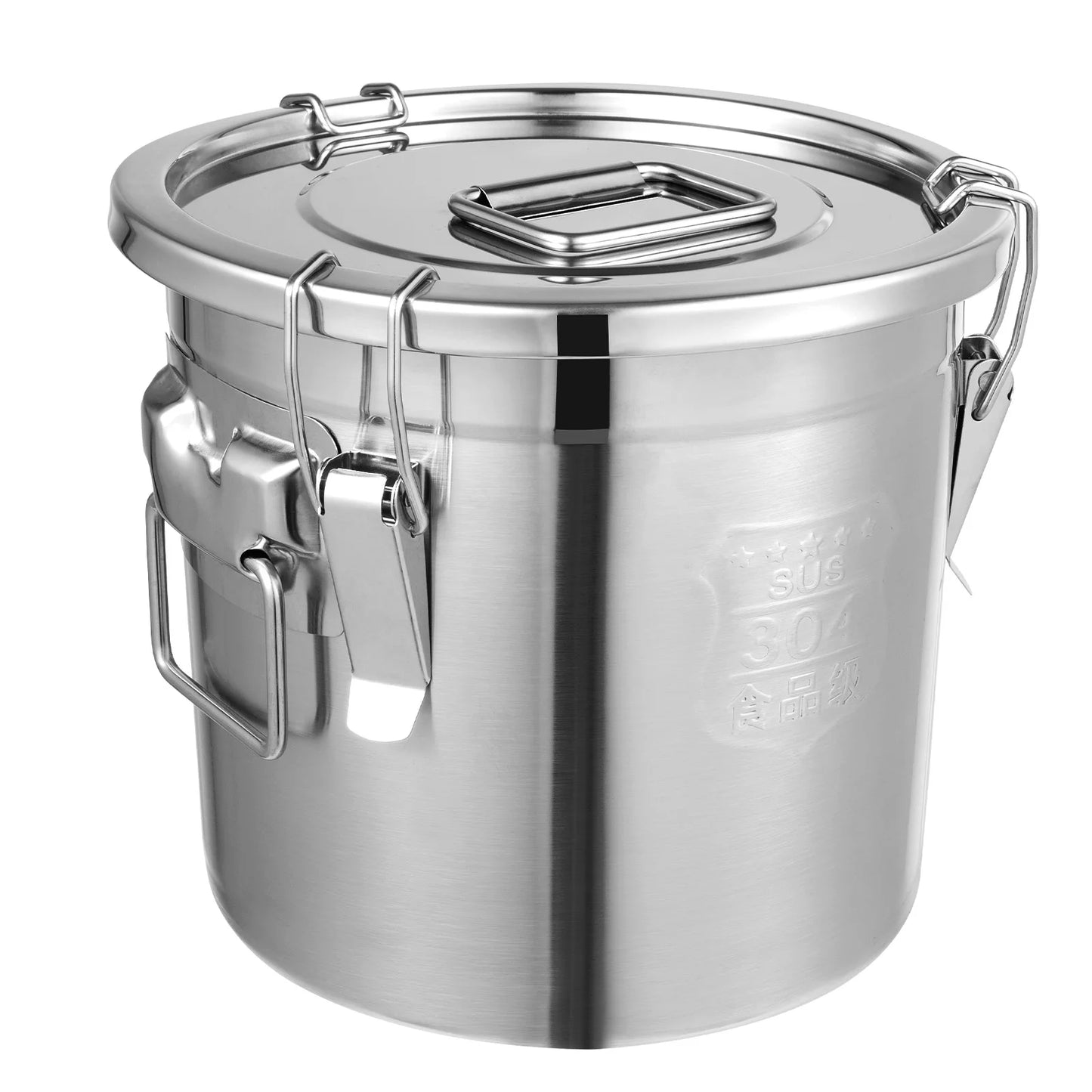 12L 304 Stainless Steel Cereal Container Metal Kitchen Rice Oil Storage Bucket Airtight Durable, Corrosion Resistant