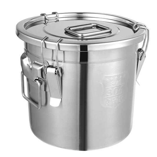 12L 304 Stainless Steel Cereal Container Metal Kitchen Rice Oil Storage Bucket Airtight Durable, Corrosion Resistant