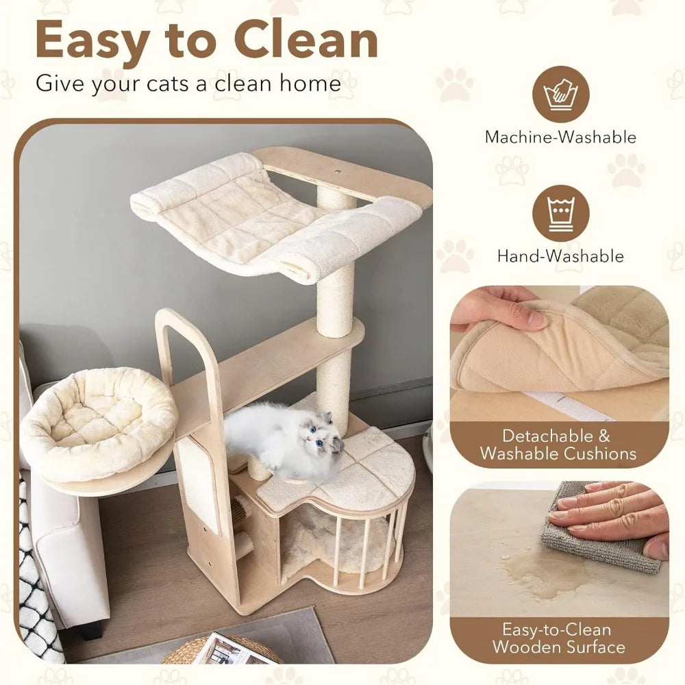 55 Inch Wood Cat Tree
