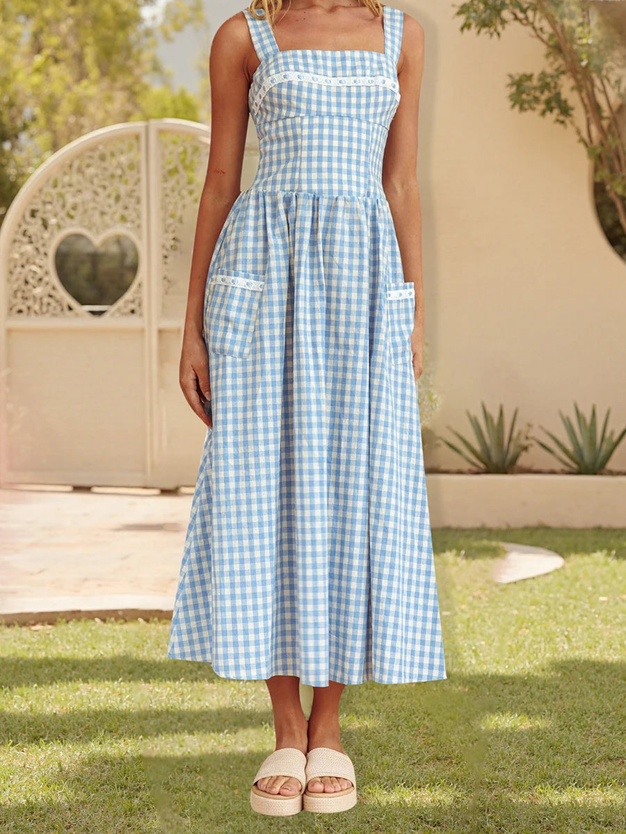Sleeveless Floral Print Maxi Dress with V-Neckline and Adjustable Spaghetti Straps