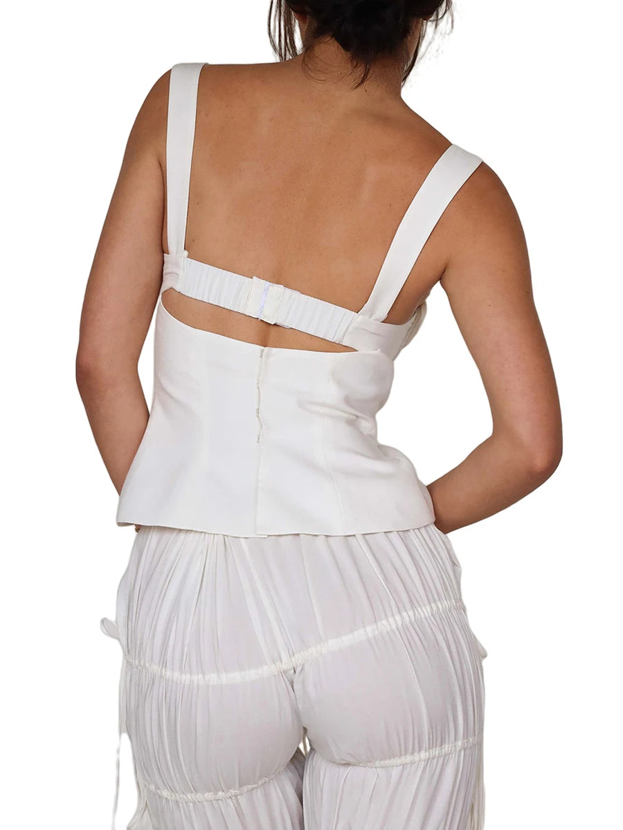 Women s Sleeveless V Neck Crop Top Off Shoulder