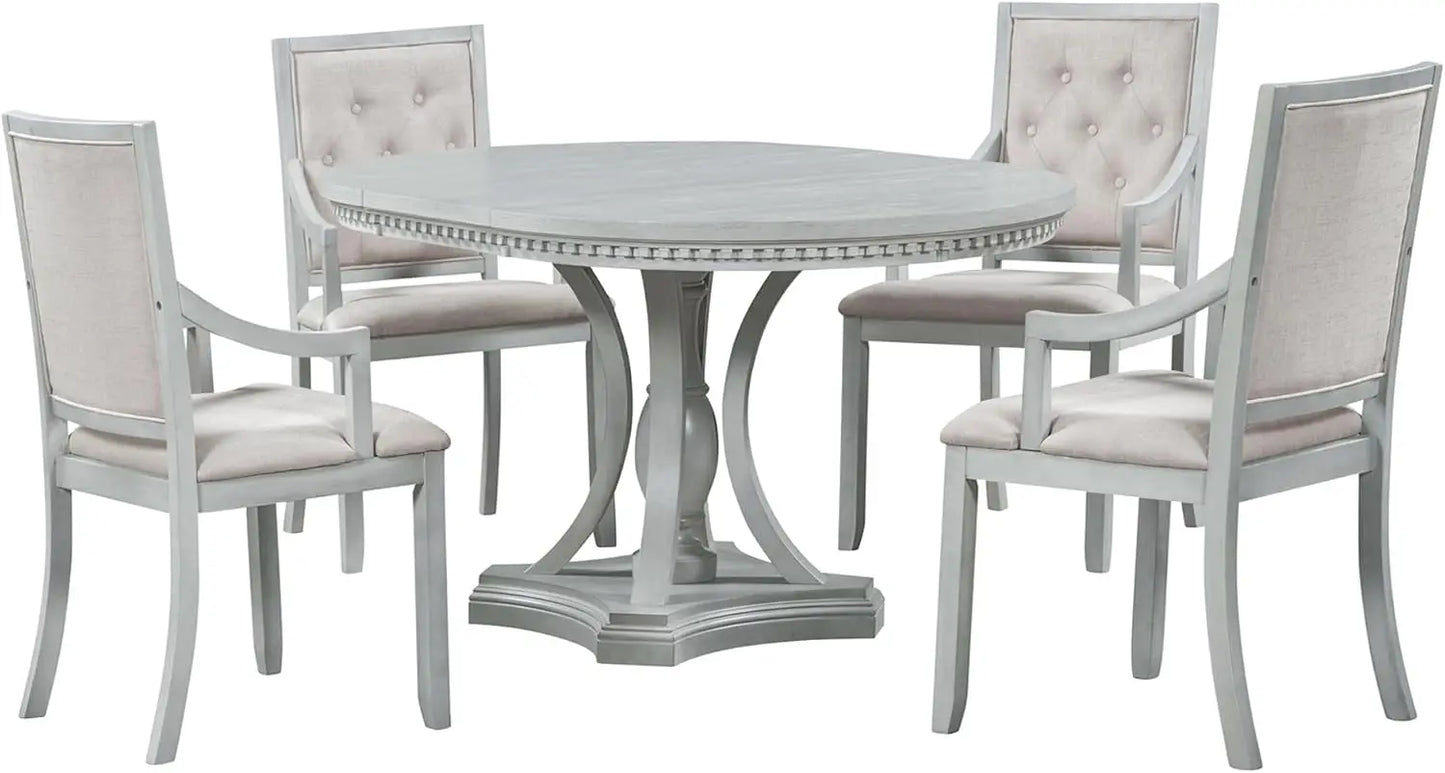 5 Piece Extendable Round Dining Table