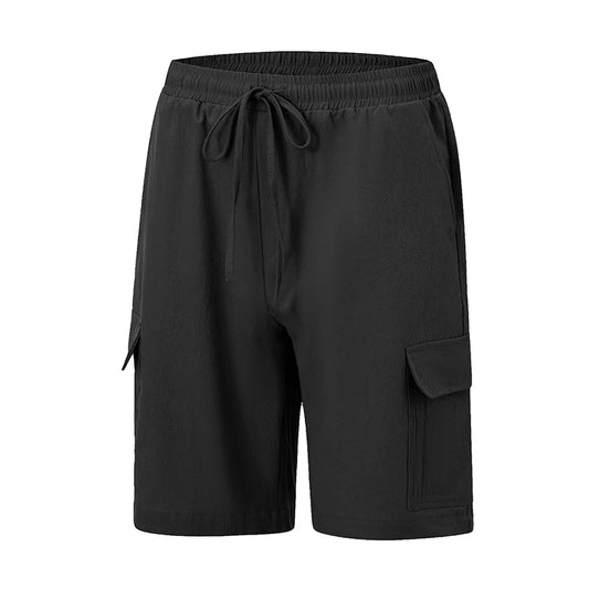 Men s Solid Color Drawstring Cargo Shorts with Pockets Loose Fit