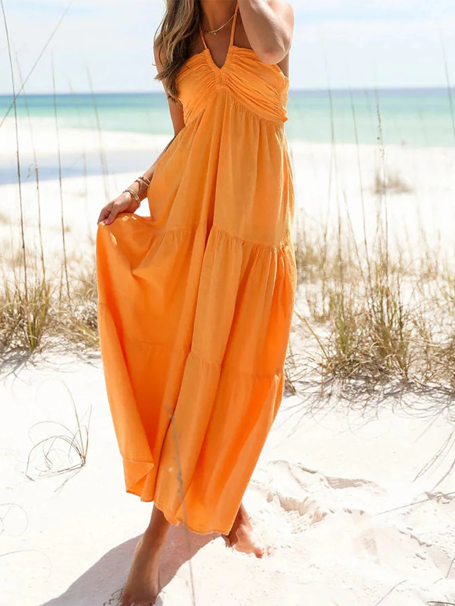 Elegant Sleeveless Maxi Dress  for Summer Beach Wedding Party Vacation Wear