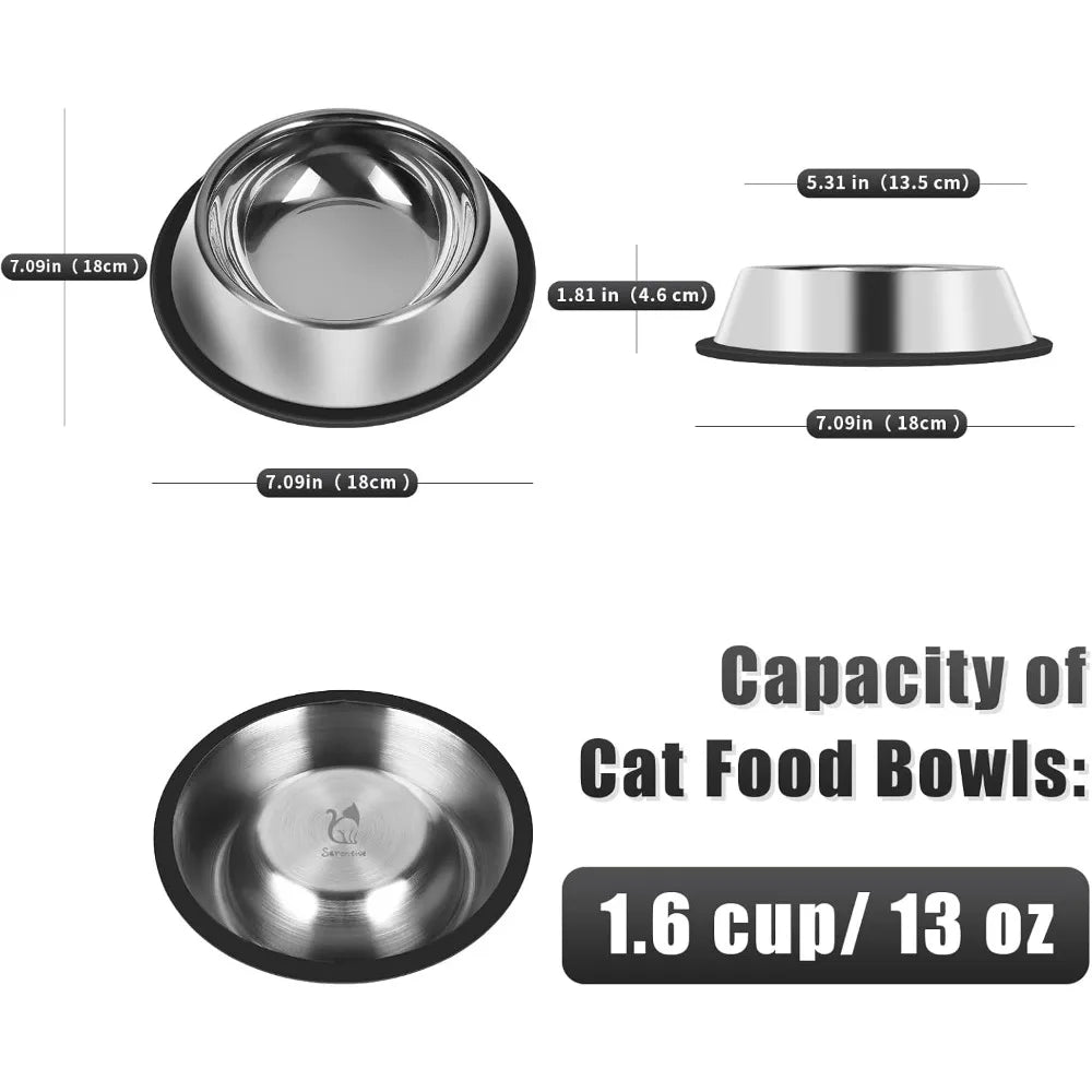 3Pcs Stainless Steel Dog Bowls Set - Non-Slip Food and Water Bowl 13 Oz - Dishwasher-Safe, Rust Resistant Metal Pet Bowls for Sm