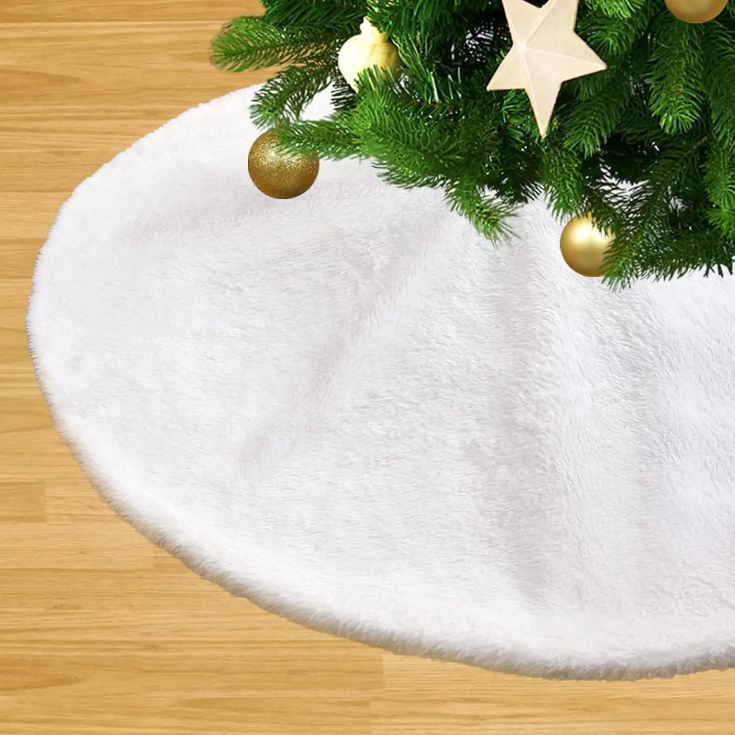 6 Pieces 36inch White Plush Skirt Decoration for Merry Christmas Party, High-End Soft Classic Fluffy Faux Fur