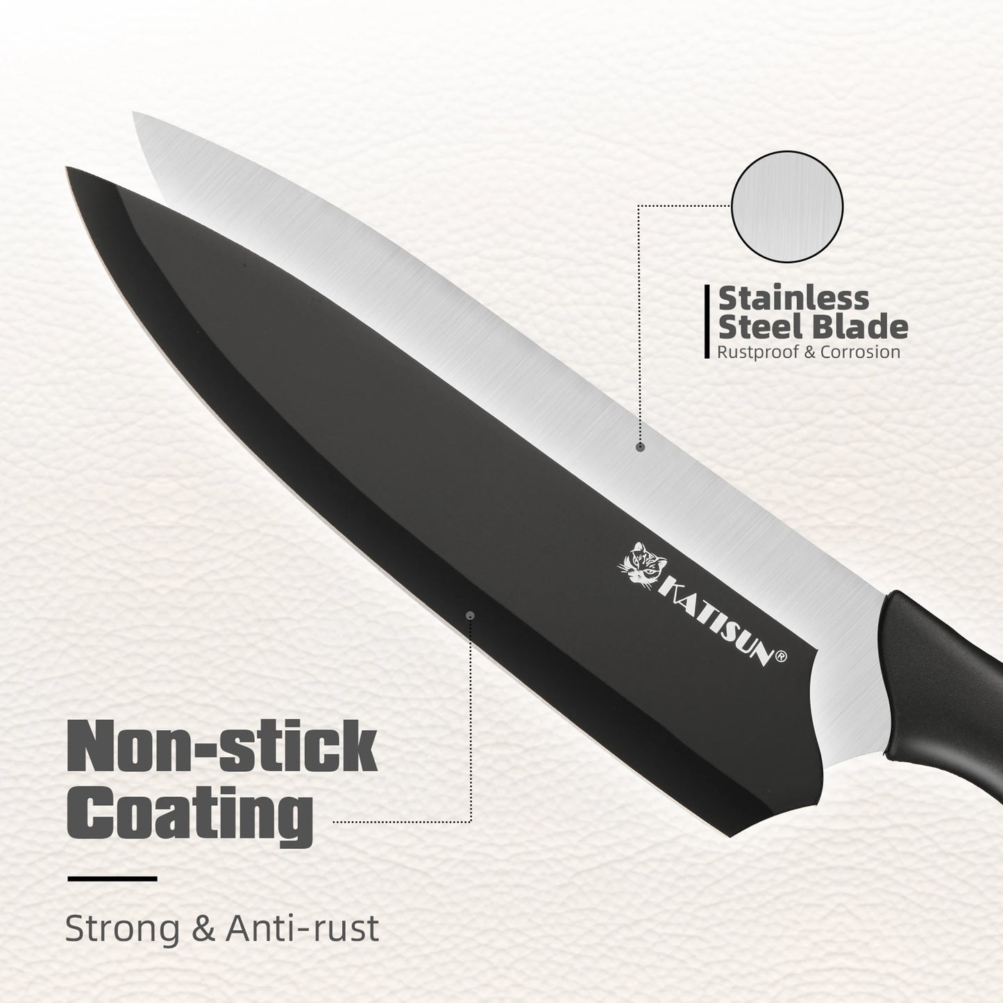 16 Pieces Carbon Steel Kitchen Knife Block Set with Cutting Board, Inner Sharpener, and 6 Steak Knives, Dishwasher Safe