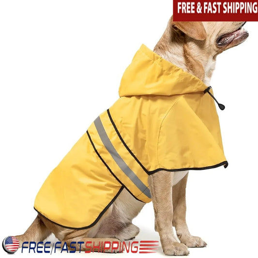Waterproof Reflective Dog Rain Jacket Lightweight Adjustable Poncho Pet Walking Outdoor Travel Rainy Days