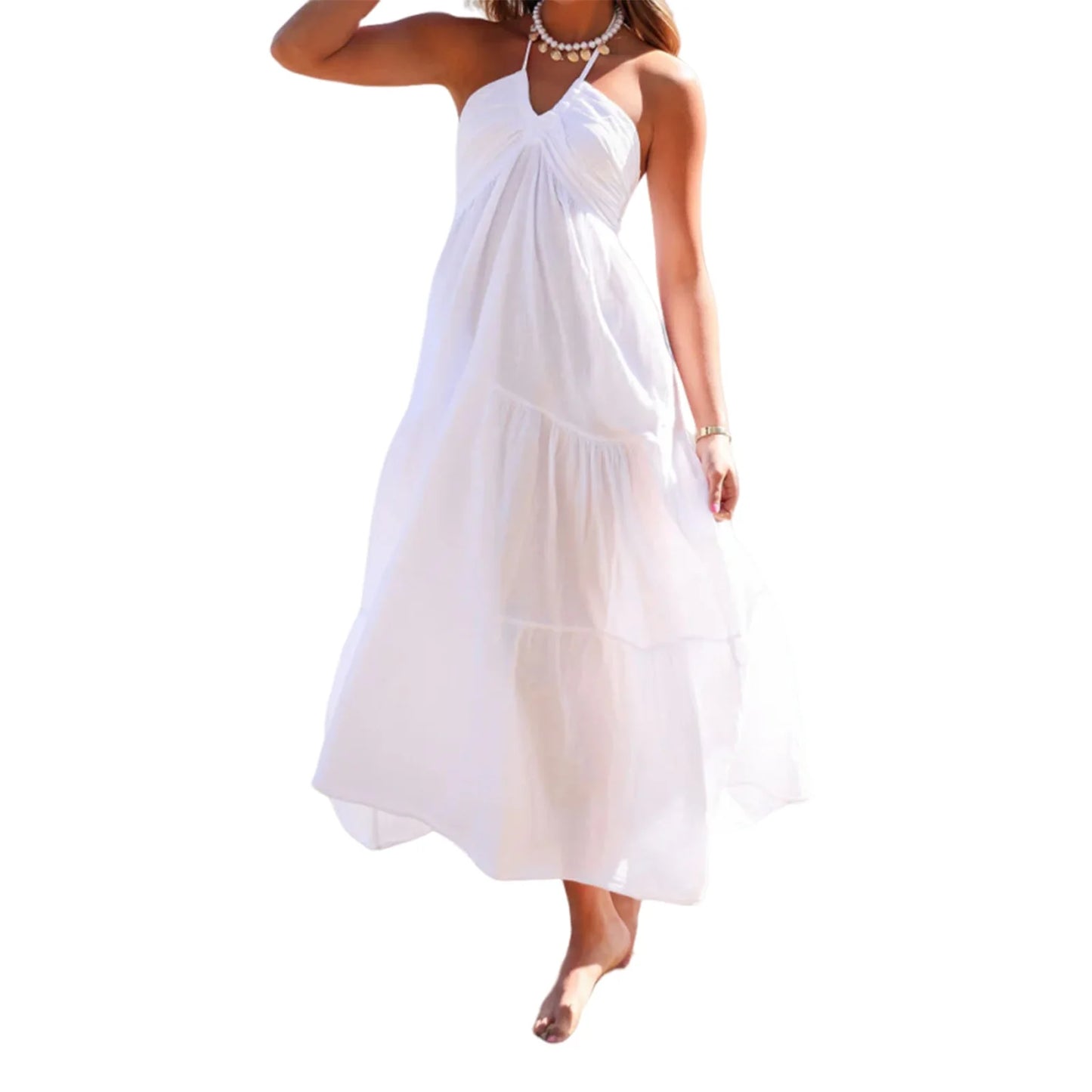 Elegant Sleeveless Maxi Dress  for Summer Beach Wedding Party Vacation Wear