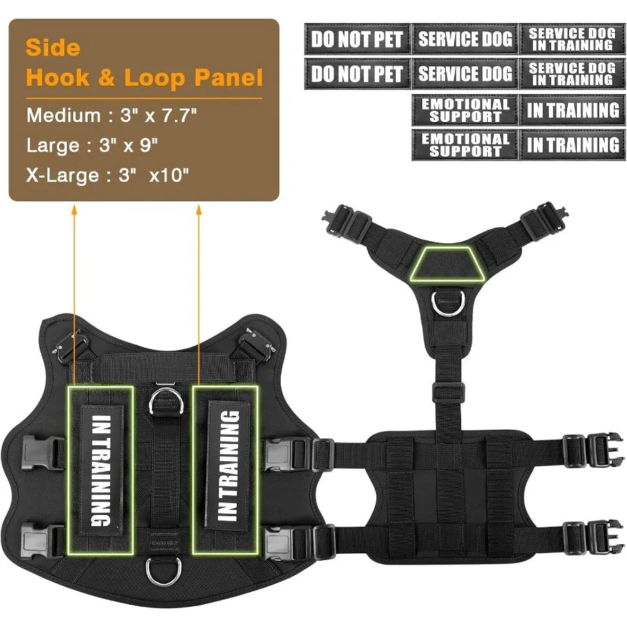 Tactical Working MOLLE Vest for MediumSized Dogs with 10 Pet Patches NoPull Heavy Duty Harness Ideal for Training Walking