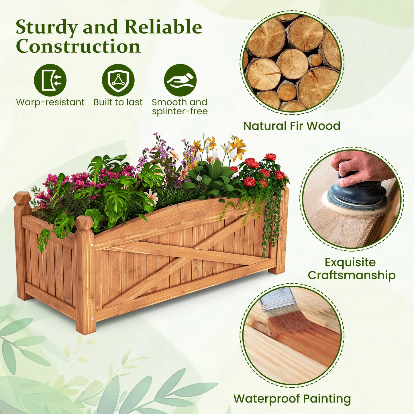 Wooden Raised Garden Bed Elevated Outdoor Planter Box