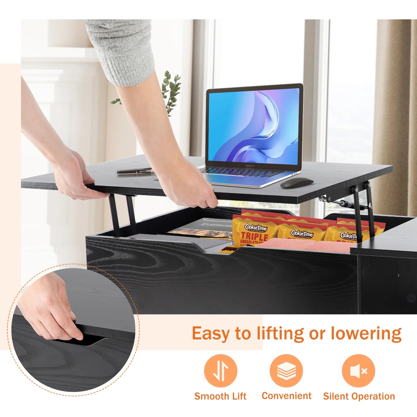 Lift Top Coffee Tables  Shelf Easy Lift Or Lower