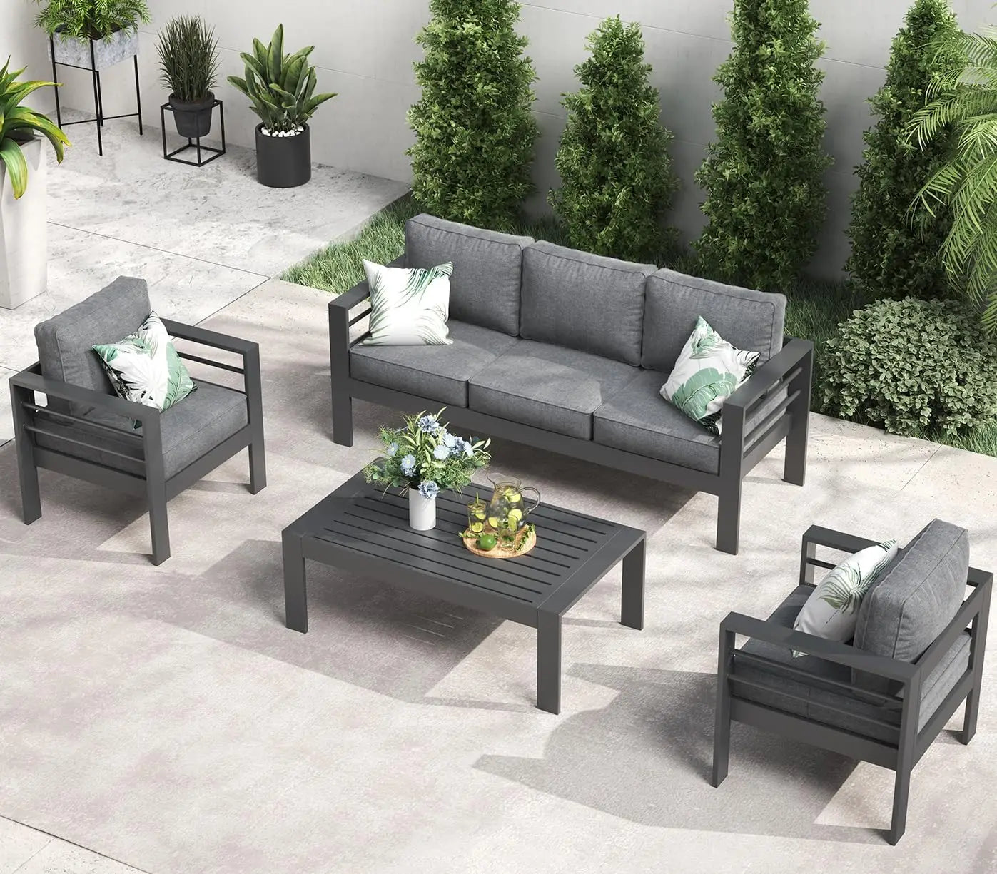 Aluminum Furniture with Fire Pit Table,