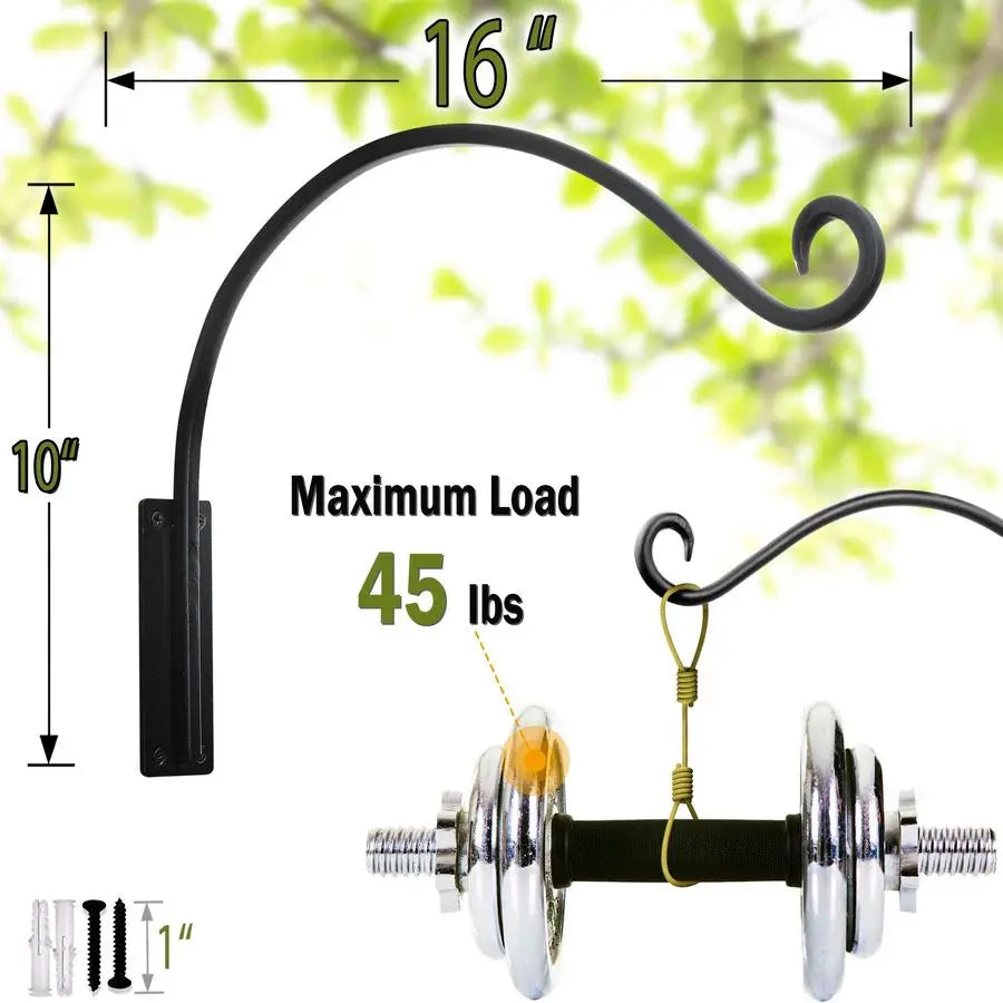 Heavy Duty Plant Hanger Bracket 2 Packs 16Inch Metal Bird Feeder Hangers Outdoor, 45lbs Weight Capacity Hanging Plant Hooks for