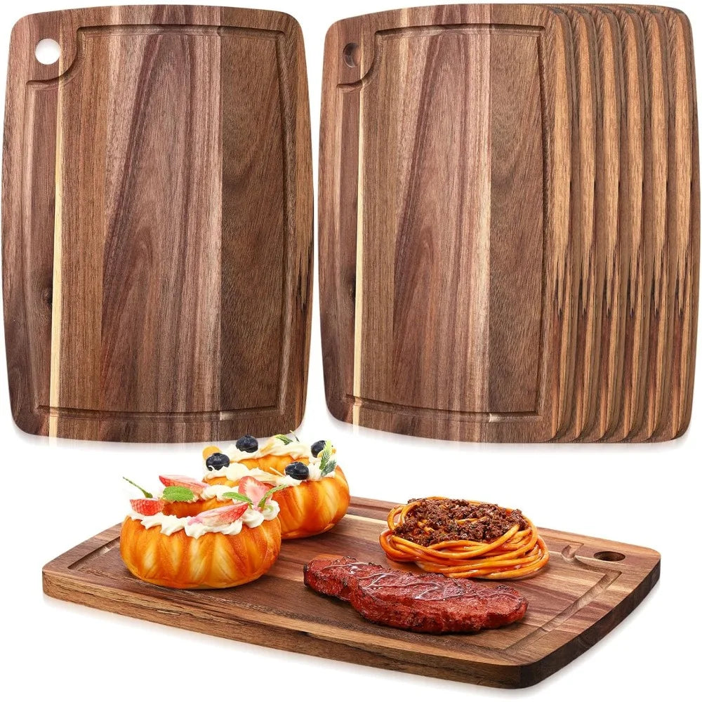 Acacia Wood Cutting Board, 14x10 Inches, Reversible Kitchen Chopping and Serving Tray
