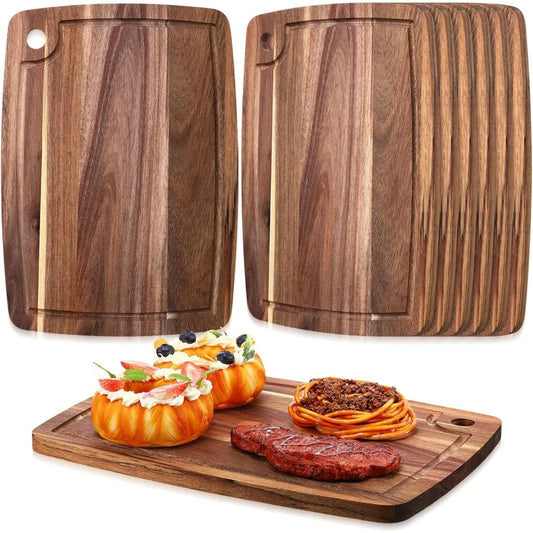Acacia Wood Cutting Board, 14x10 Inches, Reversible Kitchen Chopping and Serving Tray