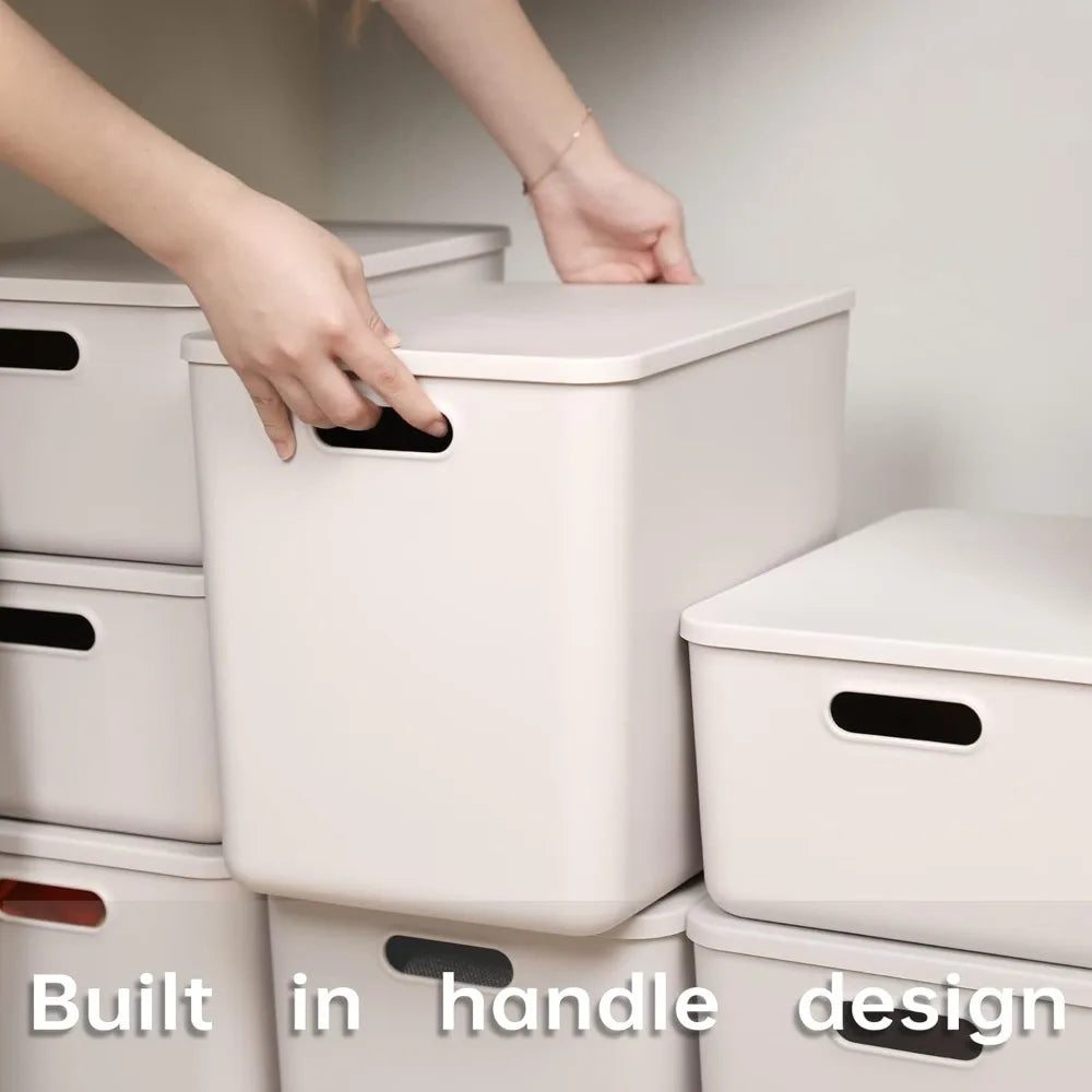 4XL+2L Plastic Storage Baskets With Lid Organizing Container