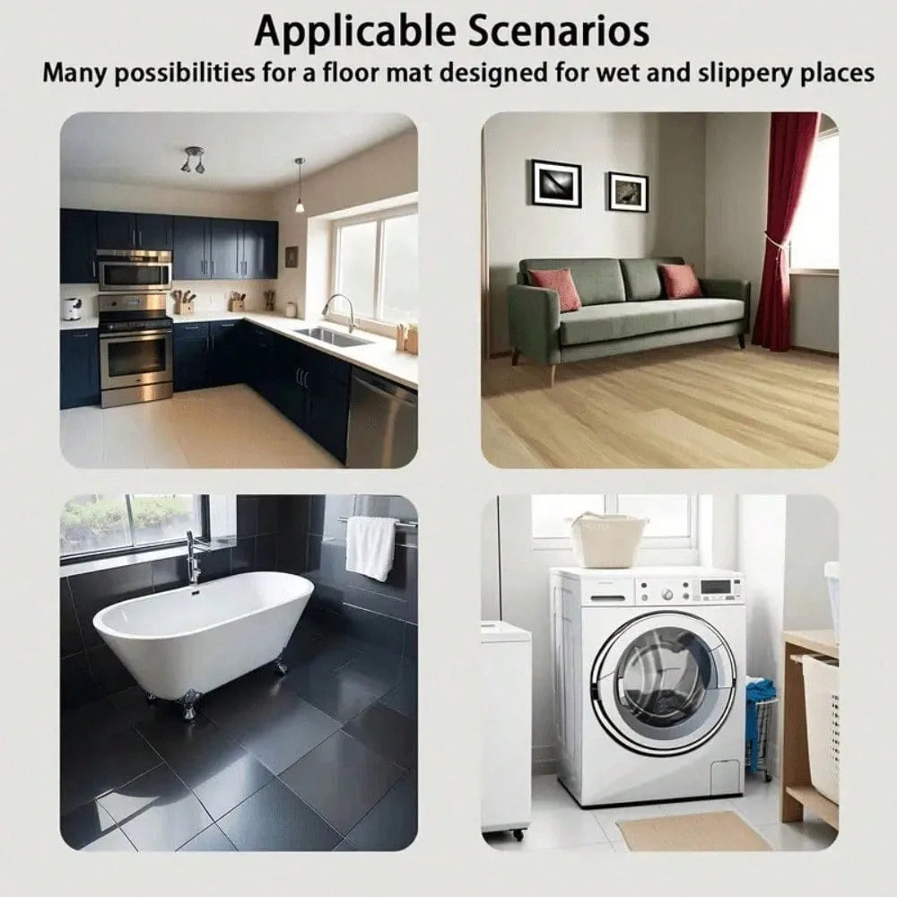 1pc "Happy Fall Y'all" autumn flowers leaves pattern rubber floor mat water-absorbent non-slip bathroom kitchen Autumn decor