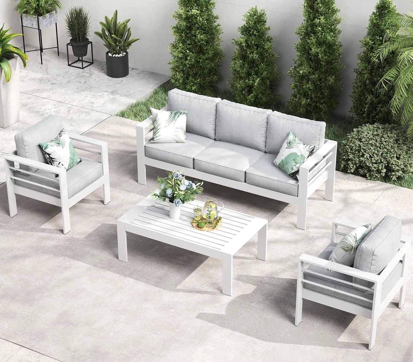 Aluminum Furniture with Fire Pit Table,
