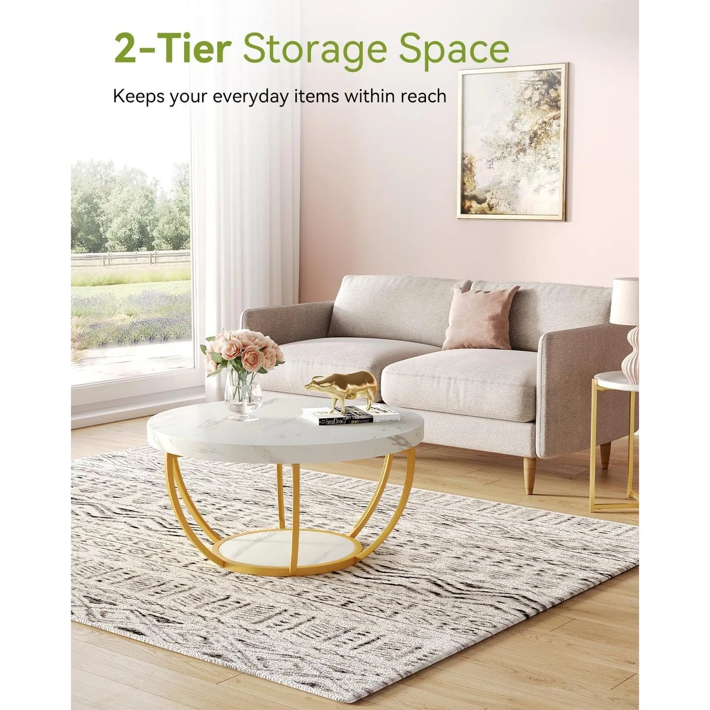 32" Circle Marble Coffee Tables