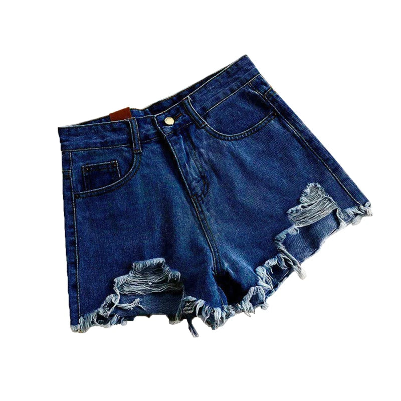 Korean Denim Holes Shorts For Women  Fashion High WaistWide Leg Short Jeans