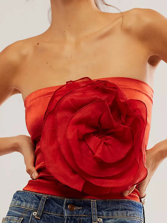 Women s 3D Flower Tube Tops