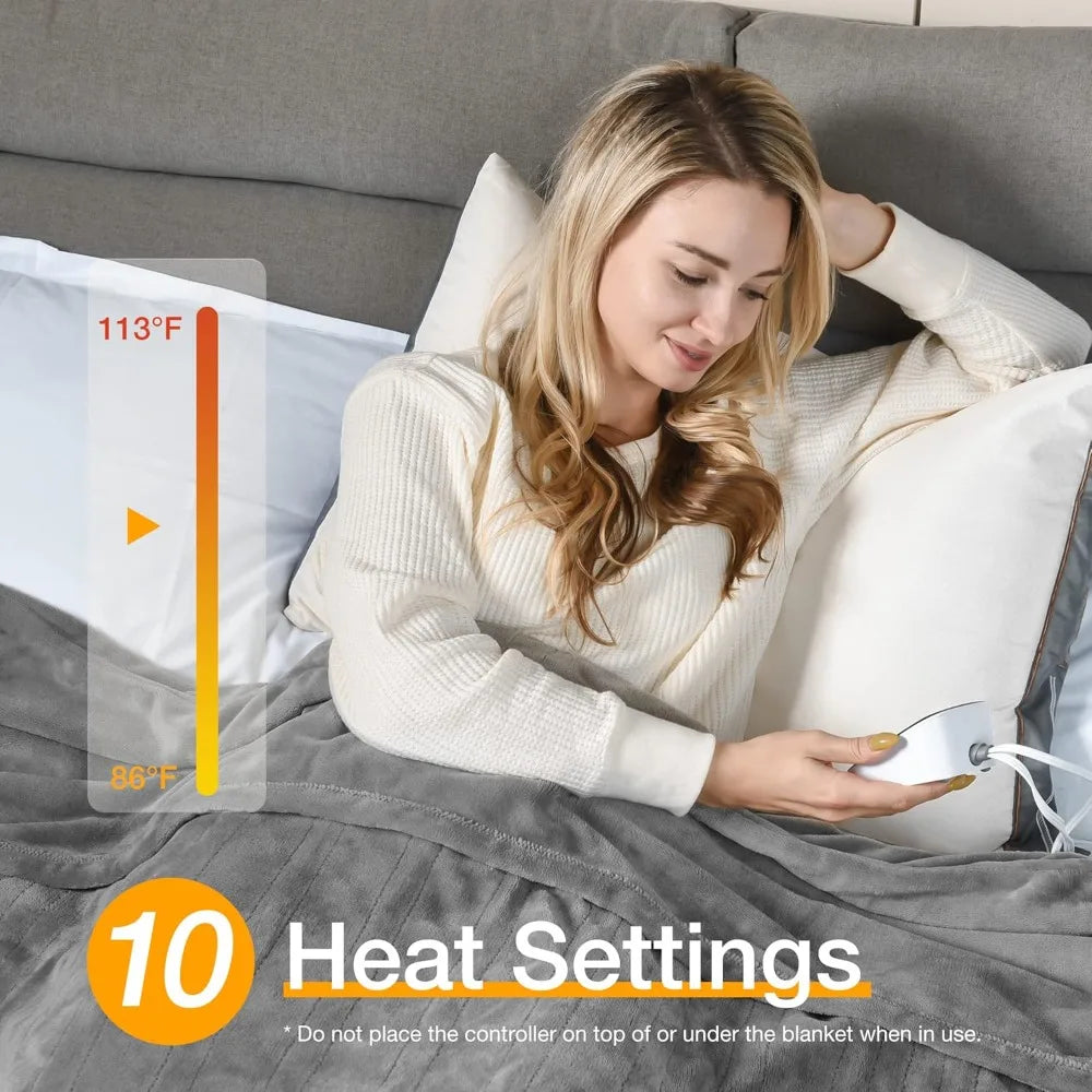 Electric Blanket Full Size,Durable Flannel and Soft Sherpa,Dual Control,77”×84” Heated Throw Blanket, 10 Heat Levels&0.5-12h