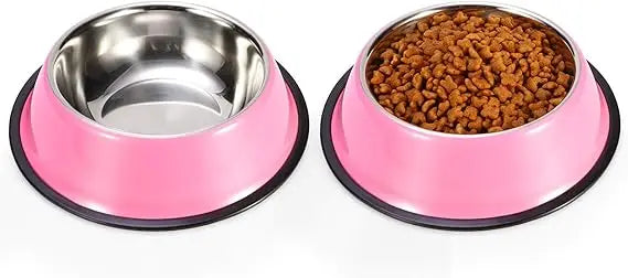Stainless Steel Dog Bowls, Food and Water Non Slip Anti Skid Stackable Pet Puppy Dishes for Small, Medium and Large Dogs (2 Pack