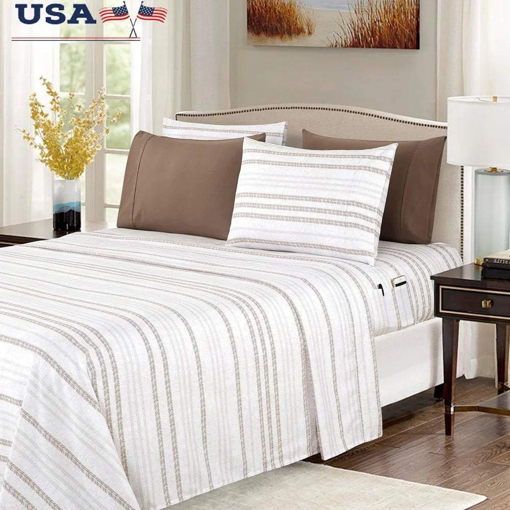 Luxury Twin XL Microfiber Deep Pocket Sheet Set 6-Piece Bedding Soft Breathable Fitted Flat Pillowcases Perfect Gift Easy Care