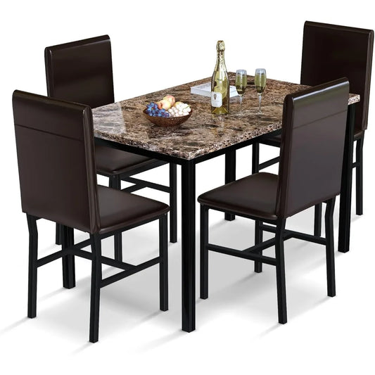 Dining Table, Faux Marble Table, Inc. 4 chairs