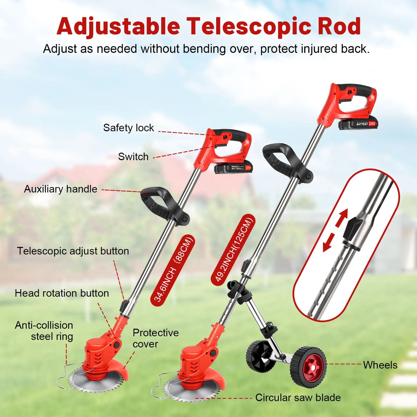 24V Cordless Grass String Trimmer