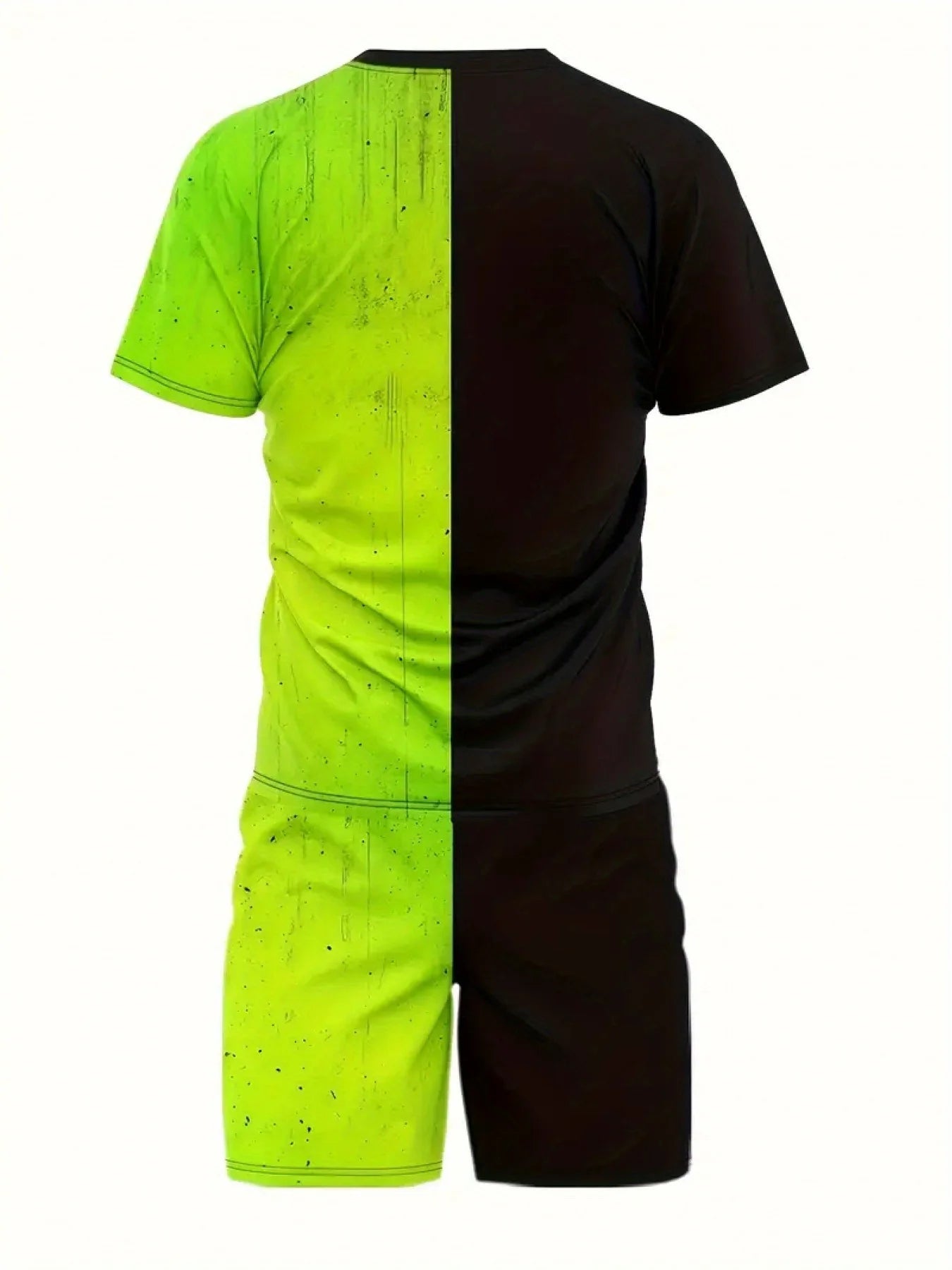 Men's trendy round neck short-sleeved shorts two-piece suit,