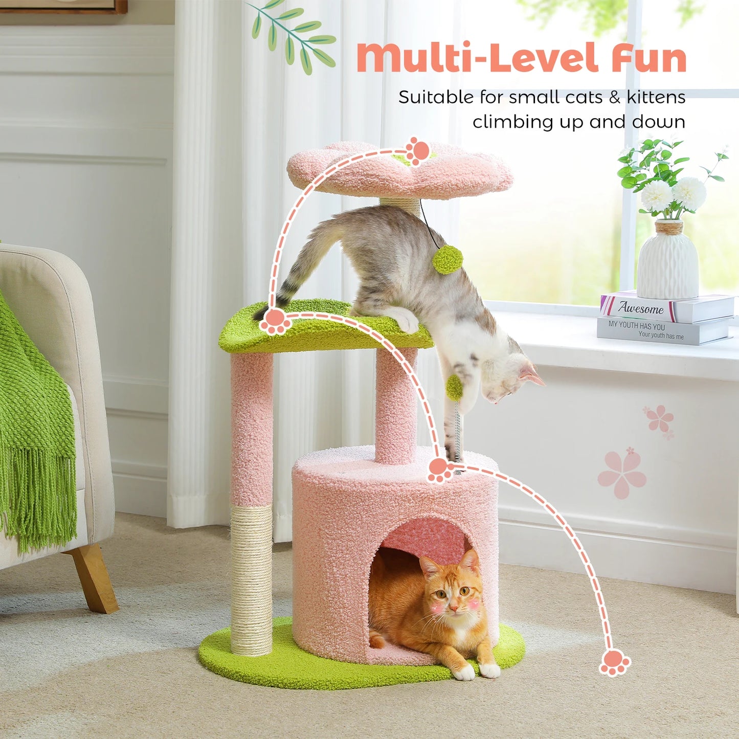 Flower Cat Tree for Indoor Cats,